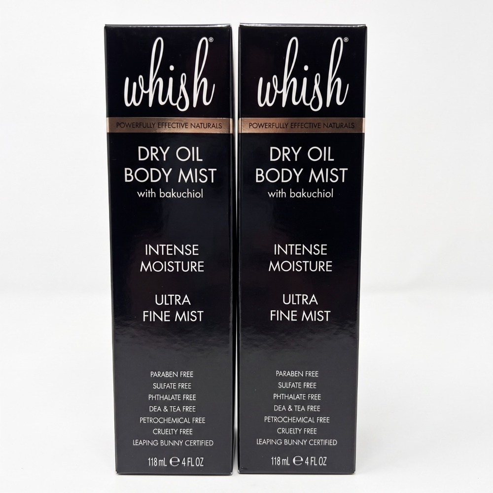 2 Whish Unscented Dry Oil Body Mist w Bakuchiol Intense Moisture 4oz 118mL